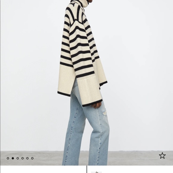 SOLD - Toteme Signature stripe turtleneck light sand stripe sweater - Picture 3 of 7